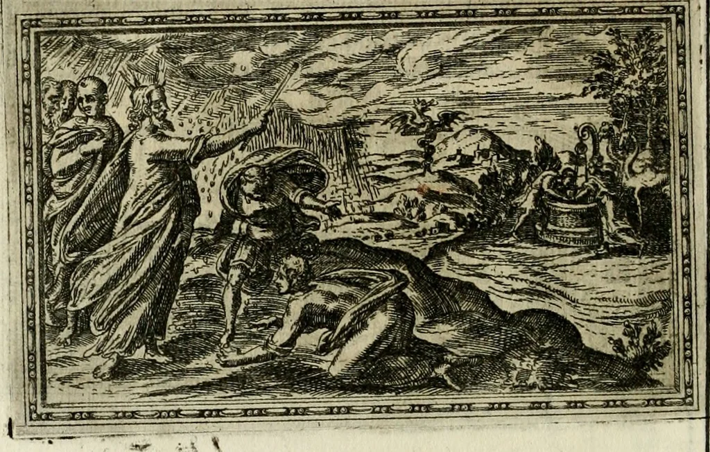 An illustration from Delle allvsioni, imprese, et emblemi del Sig. Principio Fabricii da Teramo sopra la vita, opere, et attioni di Gregorio XIII pontefice massimo, libri VI : nei quali sotto l'allegoria del drago, arme del detto pontefice, si descriue anco la uera forma d'un principe Christiano .., 1588, leaf 177