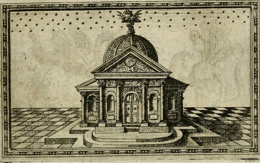 An illustration from Delle allvsioni, imprese, et emblemi del Sig. Principio Fabricii da Teramo sopra la vita, opere, et attioni di Gregorio XIII pontefice massimo, libri VI : nei quali sotto l'allegoria del drago, arme del detto pontefice, si descriue anco la uera forma d'un principe Christiano .., 1588, leaf 178