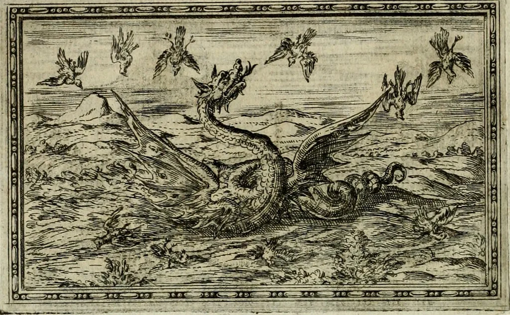 An illustration from Delle allvsioni, imprese, et emblemi del Sig. Principio Fabricii da Teramo sopra la vita, opere, et attioni di Gregorio XIII pontefice massimo, libri VI : nei quali sotto l'allegoria del drago, arme del detto pontefice, si descriue anco la uera forma d'un principe Christiano .., 1588, leaf 183