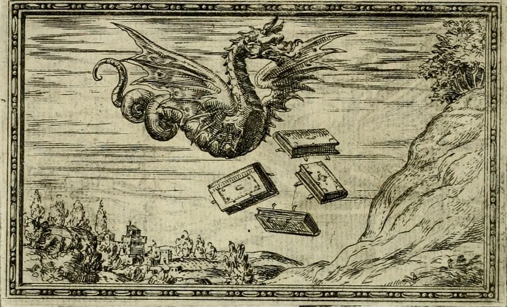 An illustration from Delle allvsioni, imprese, et emblemi del Sig. Principio Fabricii da Teramo sopra la vita, opere, et attioni di Gregorio XIII pontefice massimo, libri VI : nei quali sotto l'allegoria del drago, arme del detto pontefice, si descriue anco la uera forma d'un principe Christiano .., 1588, leaf 195