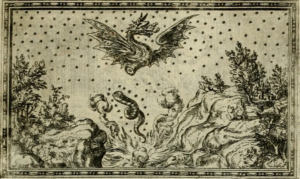 An illustration from Delle allvsioni, imprese, et emblemi del Sig. Principio Fabricii da Teramo sopra la vita, opere, et attioni di Gregorio XIII pontefice massimo, libri VI : nei quali sotto l'allegoria del drago, arme del detto pontefice, si descriue anco la uera forma d'un principe Christiano .., 1588, leaf 214