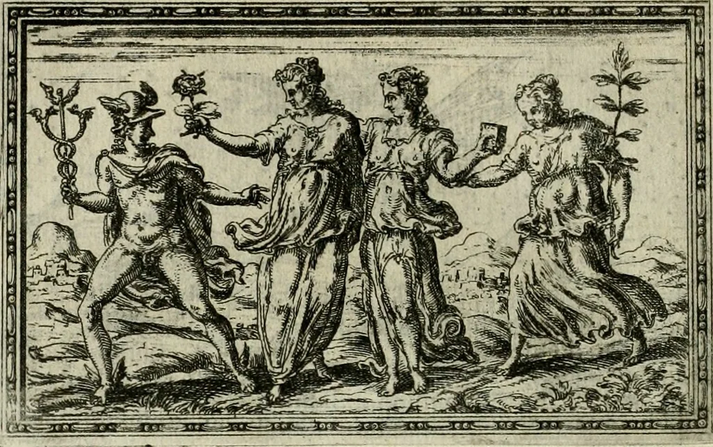 An illustration from Delle allvsioni, imprese, et emblemi del Sig. Principio Fabricii da Teramo sopra la vita, opere, et attioni di Gregorio XIII pontefice massimo, libri VI : nei quali sotto l'allegoria del drago, arme del detto pontefice, si descriue anco la uera forma d'un principe Christiano .., 1588, leaf 221