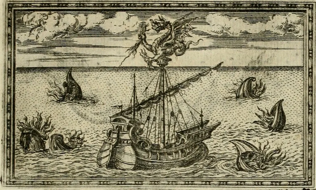 An illustration from Delle allvsioni, imprese, et emblemi del Sig. Principio Fabricii da Teramo sopra la vita, opere, et attioni di Gregorio XIII pontefice massimo, libri VI : nei quali sotto l'allegoria del drago, arme del detto pontefice, si descriue anco la uera forma d'un principe Christiano .., 1588, leaf 232