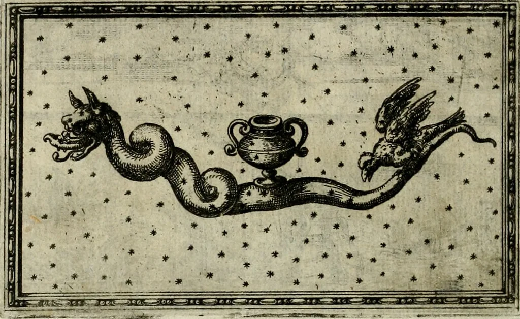 An illustration from Delle allvsioni, imprese, et emblemi del Sig. Principio Fabricii da Teramo sopra la vita, opere, et attioni di Gregorio XIII pontefice massimo, libri VI : nei quali sotto l'allegoria del drago, arme del detto pontefice, si descriue anco la uera forma d'un principe Christiano .., 1588, leaf 233