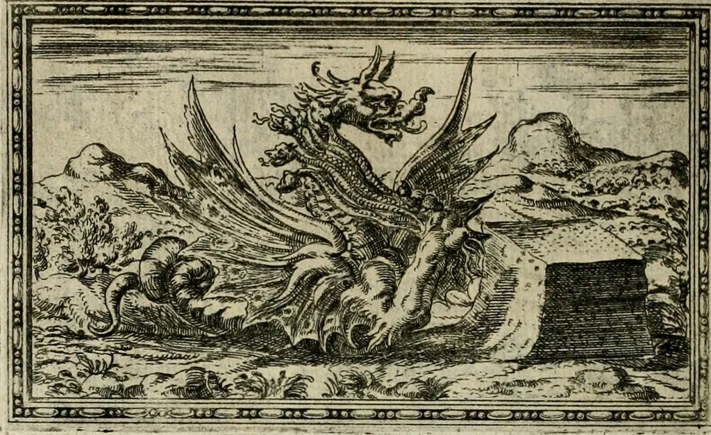 An illustration from Delle allvsioni, imprese, et emblemi del Sig. Principio Fabricii da Teramo sopra la vita, opere, et attioni di Gregorio XIII pontefice massimo, libri VI : nei quali sotto l'allegoria del drago, arme del detto pontefice, si descriue anco la uera forma d'un principe Christiano .., 1588, leaf 235
