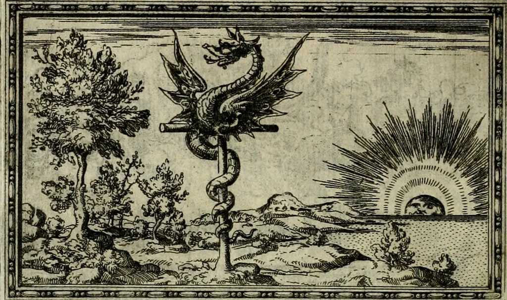 An illustration from Delle allvsioni, imprese, et emblemi del Sig. Principio Fabricii da Teramo sopra la vita, opere, et attioni di Gregorio XIII pontefice massimo, libri VI : nei quali sotto l'allegoria del drago, arme del detto pontefice, si descriue anco la uera forma d'un principe Christiano .., 1588, leaf 237