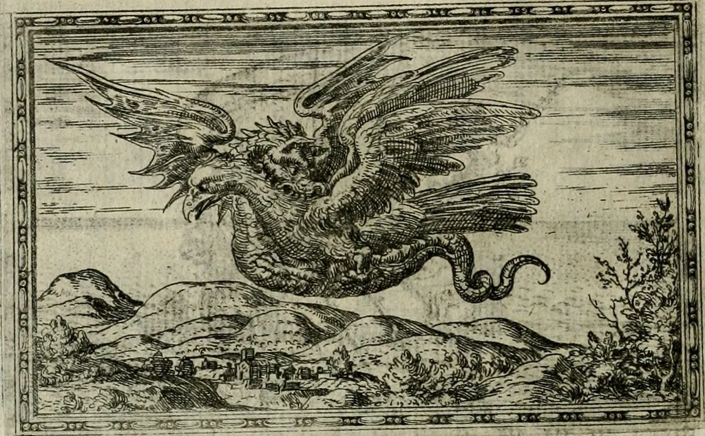 An illustration from Delle allvsioni, imprese, et emblemi del Sig. Principio Fabricii da Teramo sopra la vita, opere, et attioni di Gregorio XIII pontefice massimo, libri VI : nei quali sotto l'allegoria del drago, arme del detto pontefice, si descriue anco la uera forma d'un principe Christiano .., 1588, leaf 239