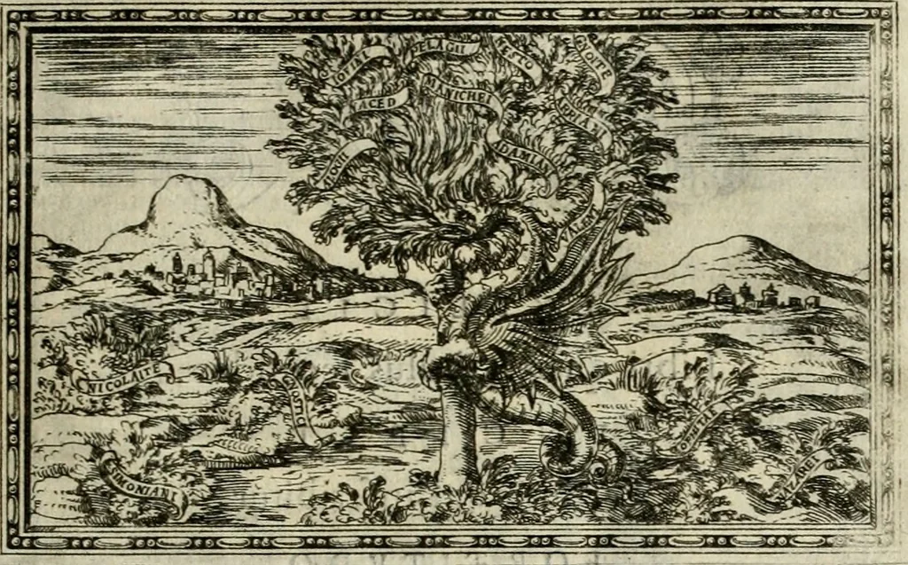 An illustration from Delle allvsioni, imprese, et emblemi del Sig. Principio Fabricii da Teramo sopra la vita, opere, et attioni di Gregorio XIII pontefice massimo, libri VI : nei quali sotto l'allegoria del drago, arme del detto pontefice, si descriue anco la uera forma d'un principe Christiano .., 1588, leaf 240