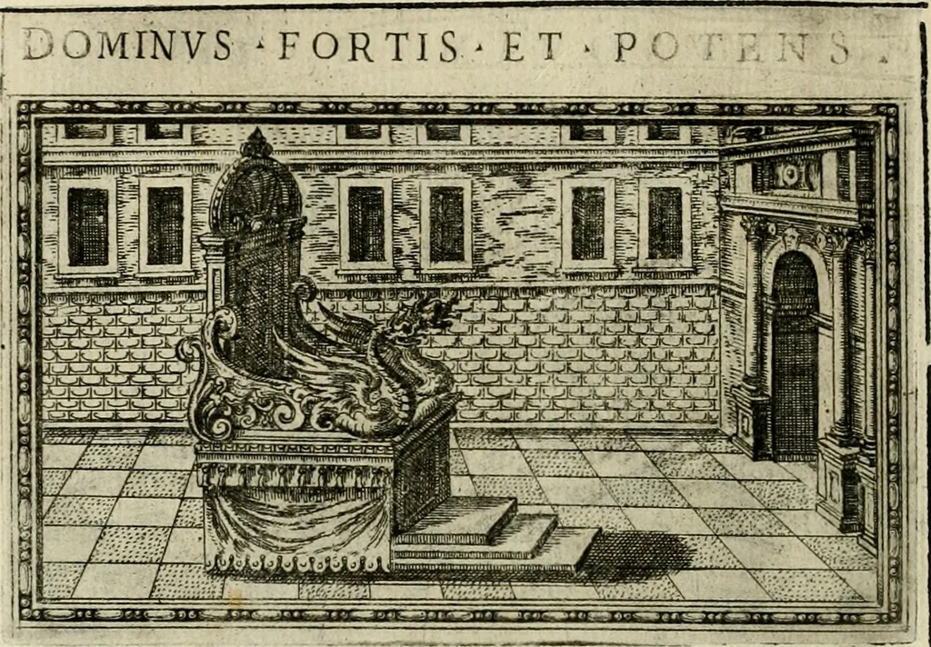 An illustration from Delle allvsioni, imprese, et emblemi del Sig. Principio Fabricii da Teramo sopra la vita, opere, et attioni di Gregorio XIII pontefice massimo, libri VI : nei quali sotto l'allegoria del drago, arme del detto pontefice, si descriue anco la uera forma d'un principe Christiano .., 1588, leaf 251