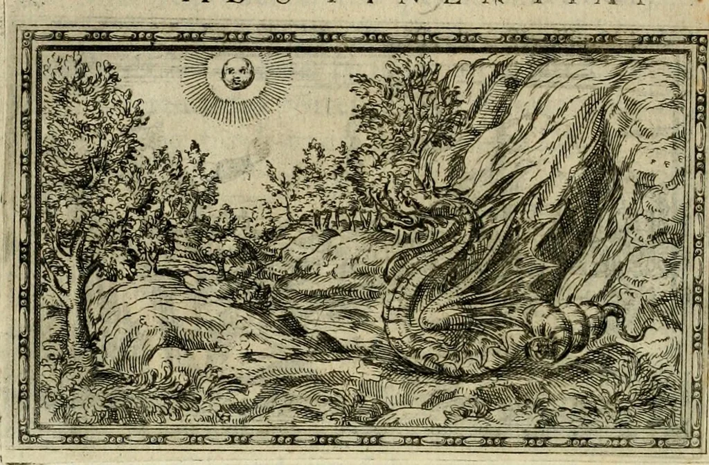 An illustration from Delle allvsioni, imprese, et emblemi del Sig. Principio Fabricii da Teramo sopra la vita, opere, et attioni di Gregorio XIII pontefice massimo, libri VI : nei quali sotto l'allegoria del drago, arme del detto pontefice, si descriue anco la uera forma d'un principe Christiano .., 1588, leaf 263