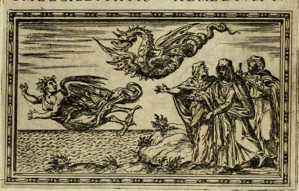 An illustration from Delle allvsioni, imprese, et emblemi del Sig. Principio Fabricii da Teramo sopra la vita, opere, et attioni di Gregorio XIII pontefice massimo, libri VI : nei quali sotto l'allegoria del drago, arme del detto pontefice, si descriue anco la uera forma d'un principe Christiano .., 1588, leaf 266
