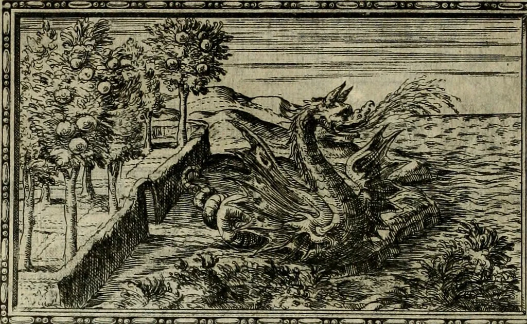 An illustration from Delle allvsioni, imprese, et emblemi del Sig. Principio Fabricii da Teramo sopra la vita, opere, et attioni di Gregorio XIII pontefice massimo, libri VI : nei quali sotto l'allegoria del drago, arme del detto pontefice, si descriue anco la uera forma d'un principe Christiano .., 1588, leaf 285