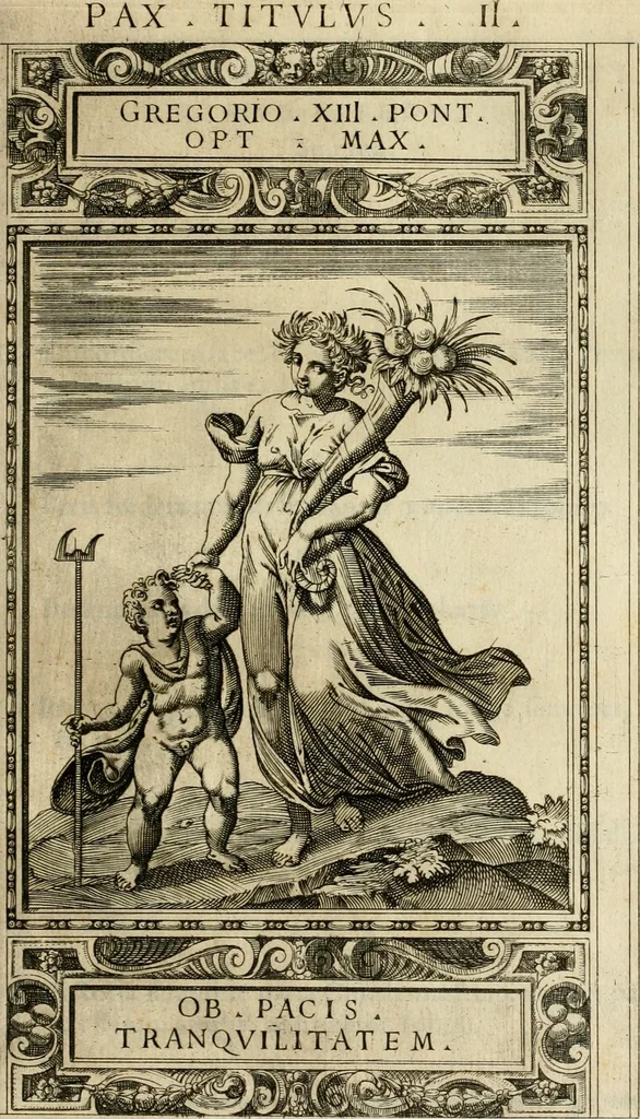 An illustration from Delle allvsioni, imprese, et emblemi del Sig. Principio Fabricii da Teramo sopra la vita, opere, et attioni di Gregorio XIII pontefice massimo, libri VI : nei quali sotto l'allegoria del drago, arme del detto pontefice, si descriue anco la uera forma d'un principe Christiano .., 1588, leaf 290
