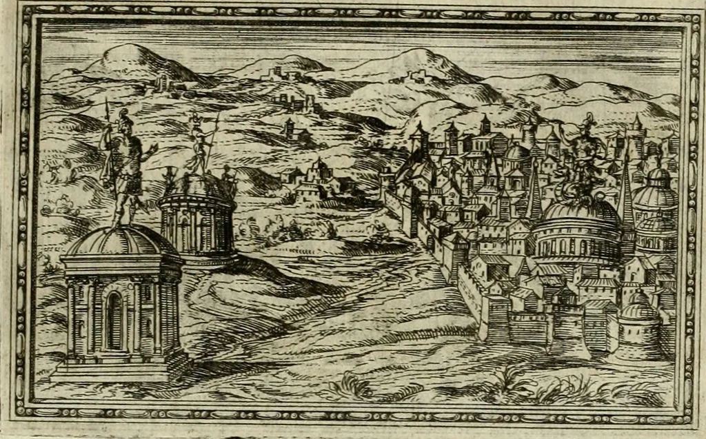 An illustration from Delle allvsioni, imprese, et emblemi del Sig. Principio Fabricii da Teramo sopra la vita, opere, et attioni di Gregorio XIII pontefice massimo, libri VI : nei quali sotto l'allegoria del drago, arme del detto pontefice, si descriue anco la uera forma d'un principe Christiano .., 1588, leaf 298