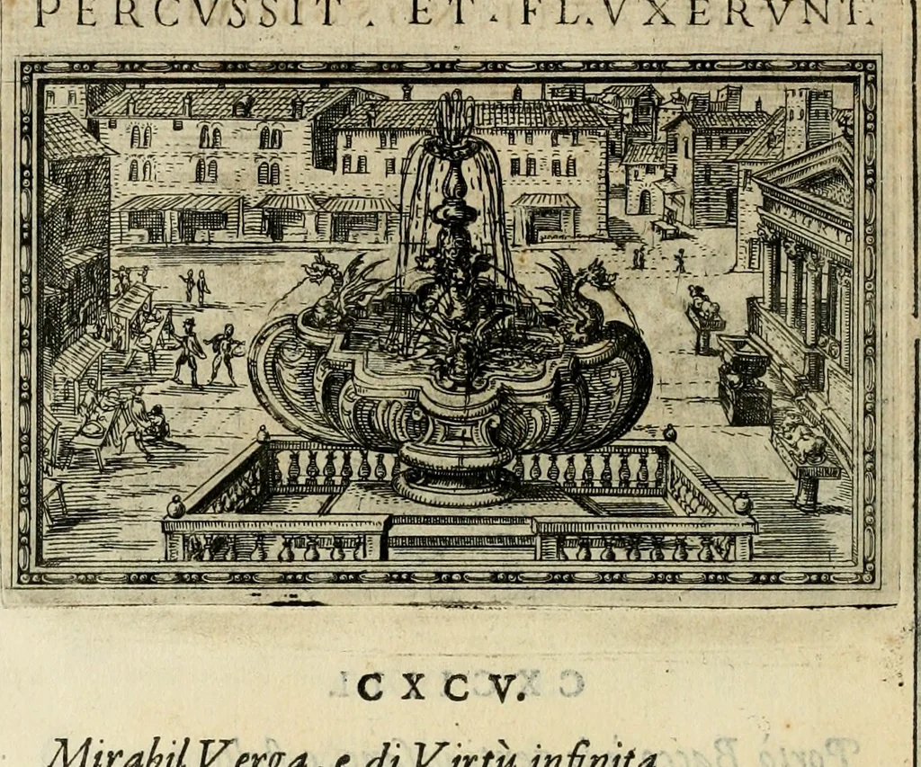 An illustration from Delle allvsioni, imprese, et emblemi del Sig. Principio Fabricii da Teramo sopra la vita, opere, et attioni di Gregorio XIII pontefice massimo, libri VI : nei quali sotto l'allegoria del drago, arme del detto pontefice, si descriue anco la uera forma d'un principe Christiano .., 1588, leaf 311
