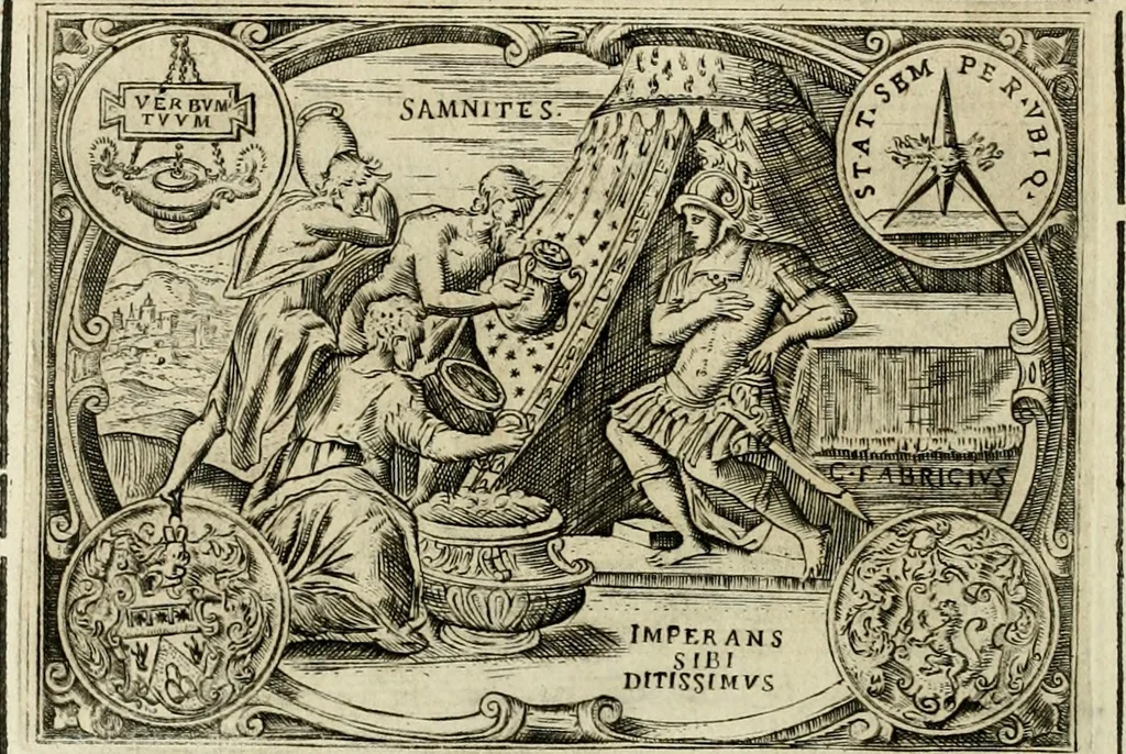 An illustration from Delle allvsioni, imprese, et emblemi del Sig. Principio Fabricii da Teramo sopra la vita, opere, et attioni di Gregorio XIII pontefice massimo, libri VI : nei quali sotto l'allegoria del drago, arme del detto pontefice, si descriue anco la uera forma d'un principe Christiano .., 1588, leaf 313