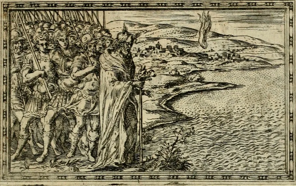 An illustration from Delle allvsioni, imprese, et emblemi del Sig. Principio Fabricii da Teramo sopra la vita, opere, et attioni di Gregorio XIII pontefice massimo, libri VI : nei quali sotto l'allegoria del drago, arme del detto pontefice, si descriue anco la uera forma d'un principe Christiano .., 1588, leaf 320