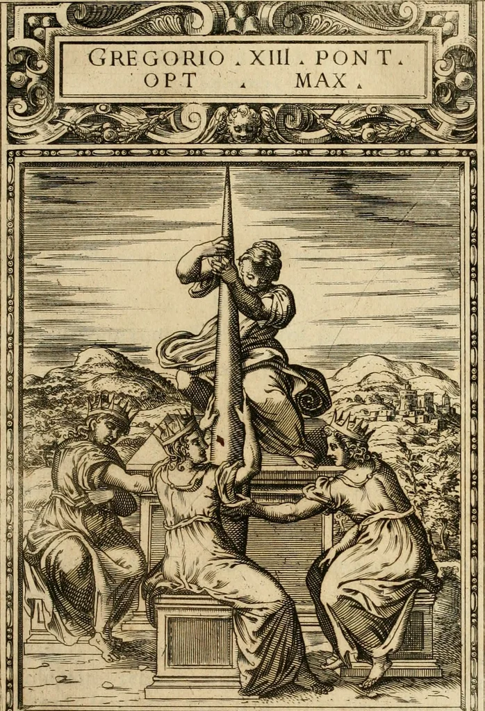 An illustration from Delle allvsioni, imprese, et emblemi del Sig. Principio Fabricii da Teramo sopra la vita, opere, et attioni di Gregorio XIII pontefice massimo, libri VI : nei quali sotto l'allegoria del drago, arme del detto pontefice, si descriue anco la uera forma d'un principe Christiano .., 1588, leaf 338