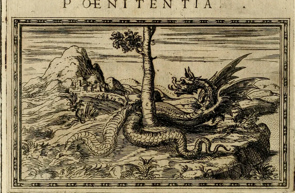 An illustration from Delle allvsioni, imprese, et emblemi del Sig. Principio Fabricii da Teramo sopra la vita, opere, et attioni di Gregorio XIII pontefice massimo, libri VI : nei quali sotto l'allegoria del drago, arme del detto pontefice, si descriue anco la uera forma d'un principe Christiano .., 1588, leaf 343