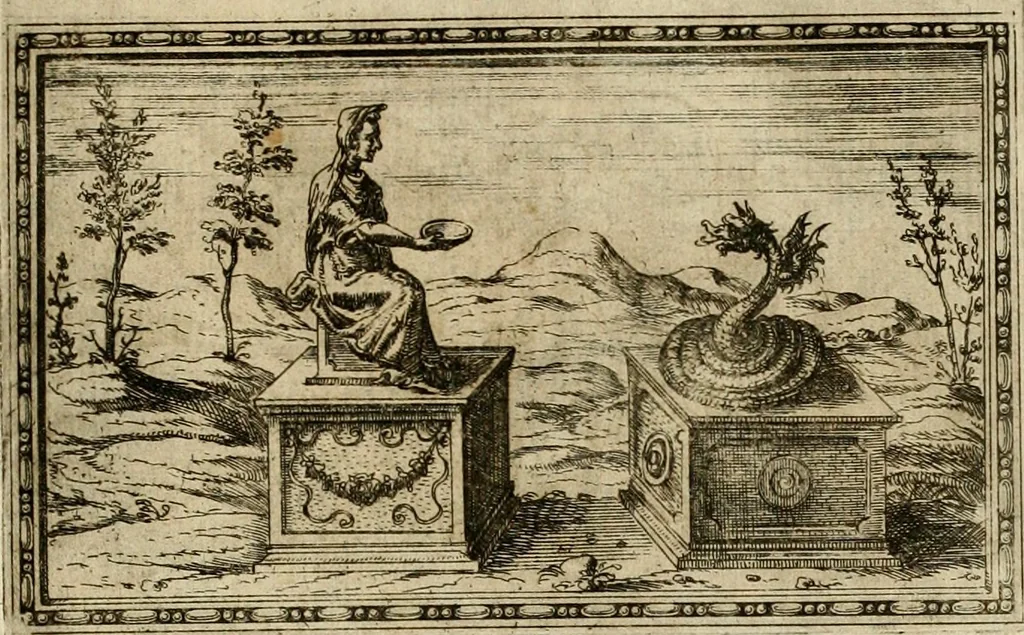 An illustration from Delle allvsioni, imprese, et emblemi del Sig. Principio Fabricii da Teramo sopra la vita, opere, et attioni di Gregorio XIII pontefice massimo, libri VI : nei quali sotto l'allegoria del drago, arme del detto pontefice, si descriue anco la uera forma d'un principe Christiano .., 1588, leaf 346
