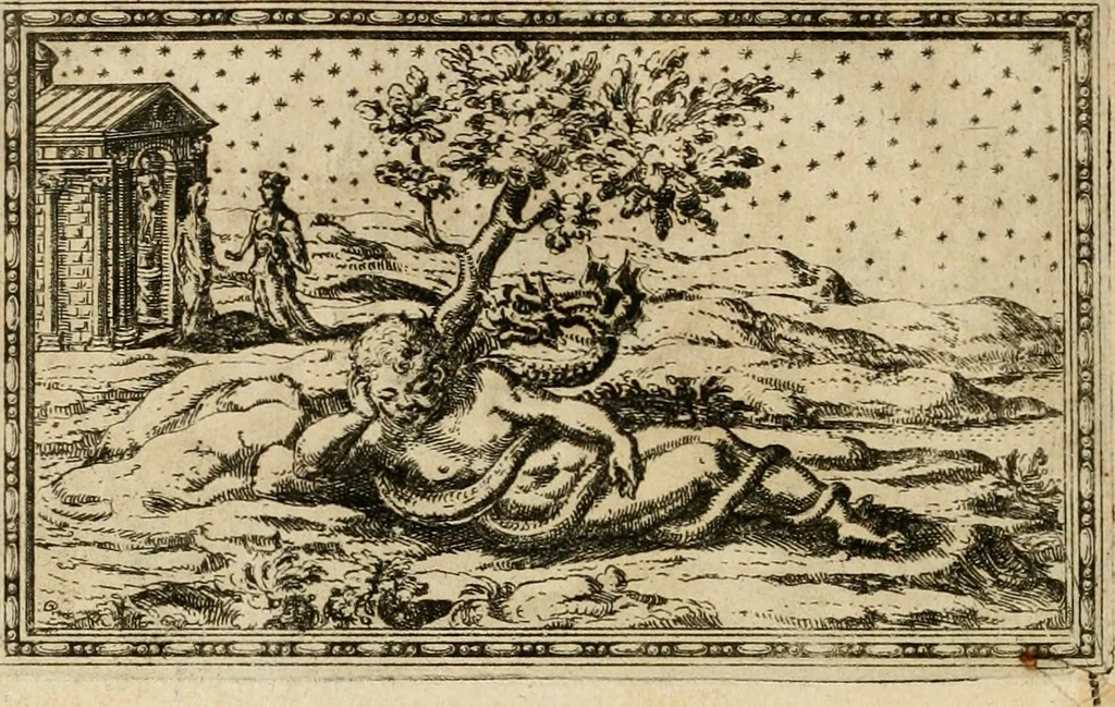 An illustration from Delle allvsioni, imprese, et emblemi del Sig. Principio Fabricii da Teramo sopra la vita, opere, et attioni di Gregorio XIII pontefice massimo, libri VI : nei quali sotto l'allegoria del drago, arme del detto pontefice, si descriue anco la uera forma d'un principe Christiano .., 1588, leaf 35