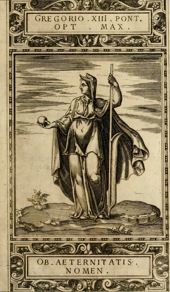 An illustration from Delle allvsioni, imprese, et emblemi del Sig. Principio Fabricii da Teramo sopra la vita, opere, et attioni di Gregorio XIII pontefice massimo, libri VI : nei quali sotto l'allegoria del drago, arme del detto pontefice, si descriue anco la uera forma d'un principe Christiano .., 1588, leaf 352