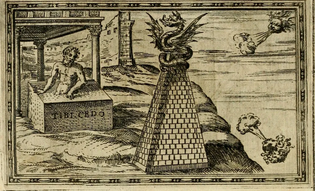 An illustration from Delle allvsioni, imprese, et emblemi del Sig. Principio Fabricii da Teramo sopra la vita, opere, et attioni di Gregorio XIII pontefice massimo, libri VI : nei quali sotto l'allegoria del drago, arme del detto pontefice, si descriue anco la uera forma d'un principe Christiano .., 1588, leaf 357
