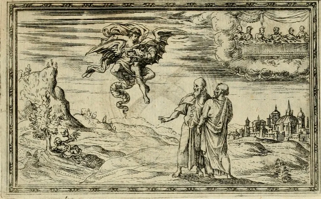An illustration from Delle allvsioni, imprese, et emblemi del Sig. Principio Fabricii da Teramo sopra la vita, opere, et attioni di Gregorio XIII pontefice massimo, libri VI : nei quali sotto l'allegoria del drago, arme del detto pontefice, si descriue anco la uera forma d'un principe Christiano .., 1588, leaf 36