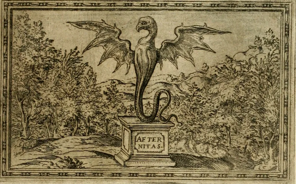 An illustration from Delle allvsioni, imprese, et emblemi del Sig. Principio Fabricii da Teramo sopra la vita, opere, et attioni di Gregorio XIII pontefice massimo, libri VI : nei quali sotto l'allegoria del drago, arme del detto pontefice, si descriue anco la uera forma d'un principe Christiano .., 1588, leaf 362