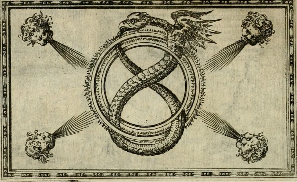 An illustration from Delle allvsioni, imprese, et emblemi del Sig. Principio Fabricii da Teramo sopra la vita, opere, et attioni di Gregorio XIII pontefice massimo, libri VI : nei quali sotto l'allegoria del drago, arme del detto pontefice, si descriue anco la uera forma d'un principe Christiano .., 1588, leaf 37