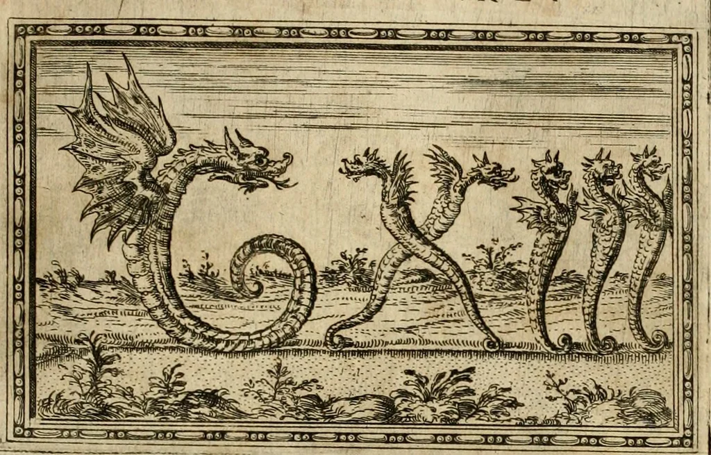 An illustration from Delle allvsioni, imprese, et emblemi del Sig. Principio Fabricii da Teramo sopra la vita, opere, et attioni di Gregorio XIII pontefice massimo, libri VI : nei quali sotto l'allegoria del drago, arme del detto pontefice, si descriue anco la uera forma d'un principe Christiano .., 1588, leaf 40