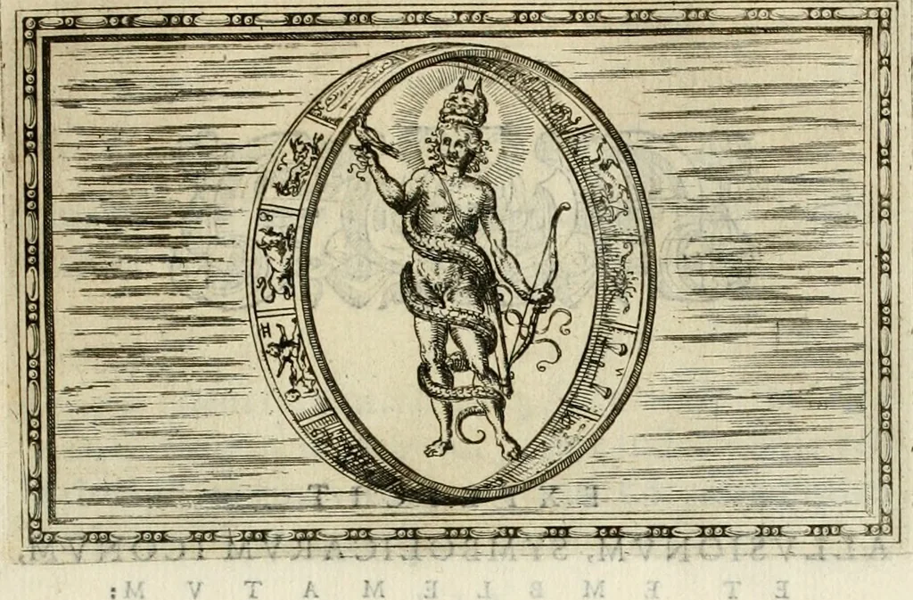 An illustration from Delle allvsioni, imprese, et emblemi del Sig. Principio Fabricii da Teramo sopra la vita, opere, et attioni di Gregorio XIII pontefice massimo, libri VI : nei quali sotto l'allegoria del drago, arme del detto pontefice, si descriue anco la uera forma d'un principe Christiano .., 1588, leaf 54