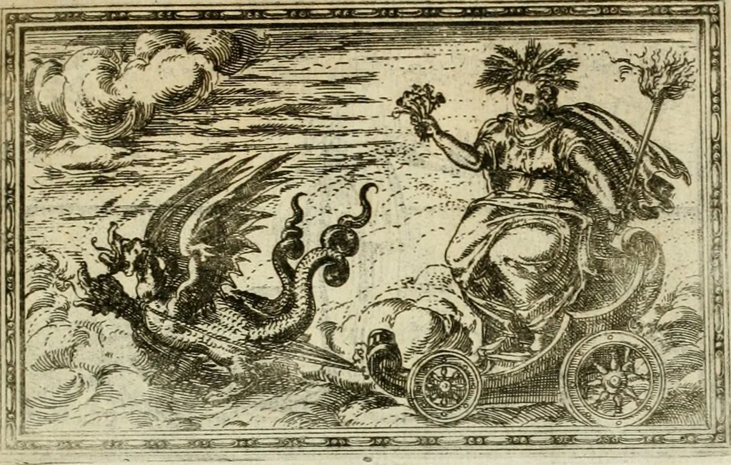 An illustration from Delle allvsioni, imprese, et emblemi del Sig. Principio Fabricii da Teramo sopra la vita, opere, et attioni di Gregorio XIII pontefice massimo, libri VI : nei quali sotto l'allegoria del drago, arme del detto pontefice, si descriue anco la uera forma d'un principe Christiano .., 1588, leaf 58