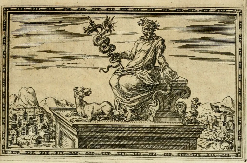An illustration from Delle allvsioni, imprese, et emblemi del Sig. Principio Fabricii da Teramo sopra la vita, opere, et attioni di Gregorio XIII pontefice massimo, libri VI : nei quali sotto l'allegoria del drago, arme del detto pontefice, si descriue anco la uera forma d'un principe Christiano .., 1588, leaf 70