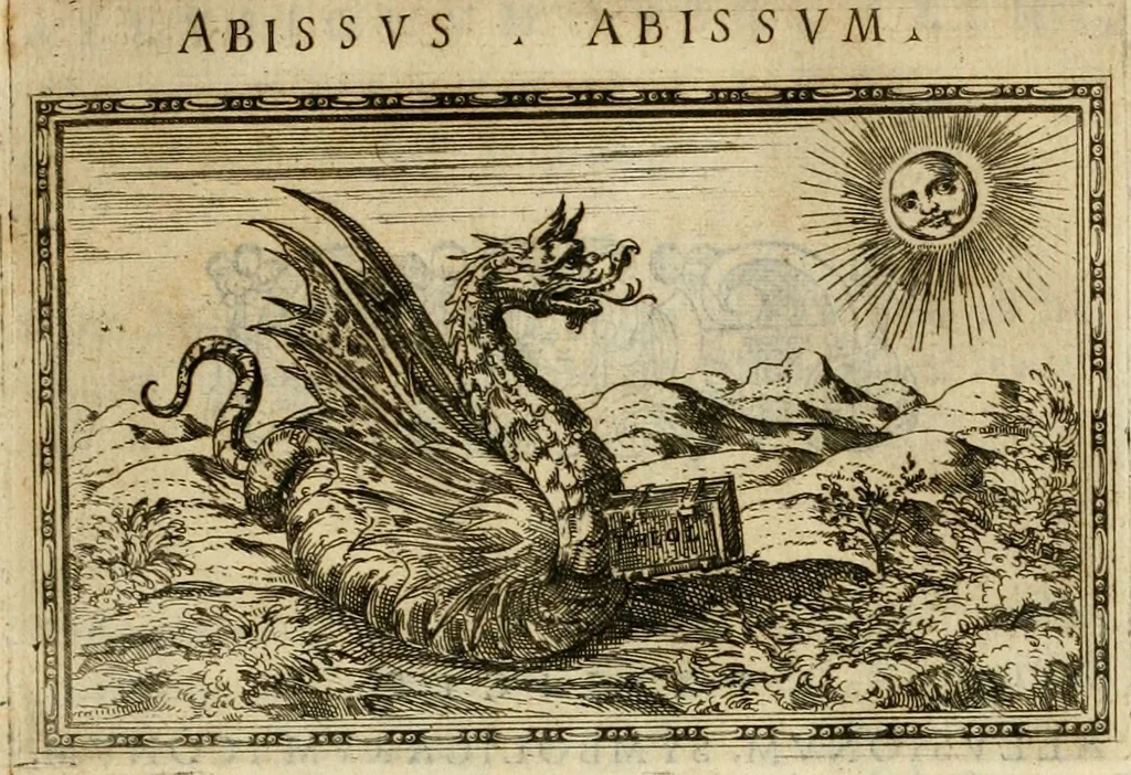 An illustration from Delle allvsioni, imprese, et emblemi del Sig. Principio Fabricii da Teramo sopra la vita, opere, et attioni di Gregorio XIII pontefice massimo, libri VI : nei quali sotto l'allegoria del drago, arme del detto pontefice, si descriue anco la uera forma d'un principe Christiano .., 1588, leaf 72