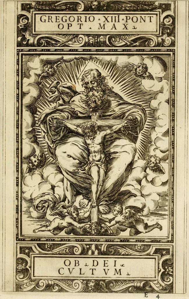 An illustration from Delle allvsioni, imprese, et emblemi del Sig. Principio Fabricii da Teramo sopra la vita, opere, et attioni di Gregorio XIII pontefice massimo, libri VI : nei quali sotto l'allegoria del drago, arme del detto pontefice, si descriue anco la uera forma d'un principe Christiano .., 1588, leaf 90