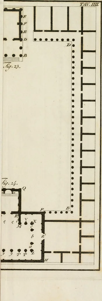 An illustration from Delle case di citta degli antichi Romani secondo la dottrina di Vitruvio, 1795, leaf 438