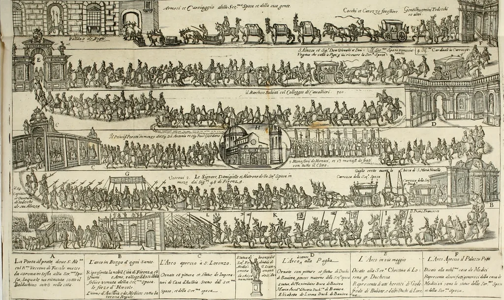 An illustration from Descrizione delle feste fatte nelle reali nozze de' Serenissimi principi di Toscana d. Cosimo de' Medici, e Maria Maddalena arcidvchessa d'Avstria, 1608, leaf 17