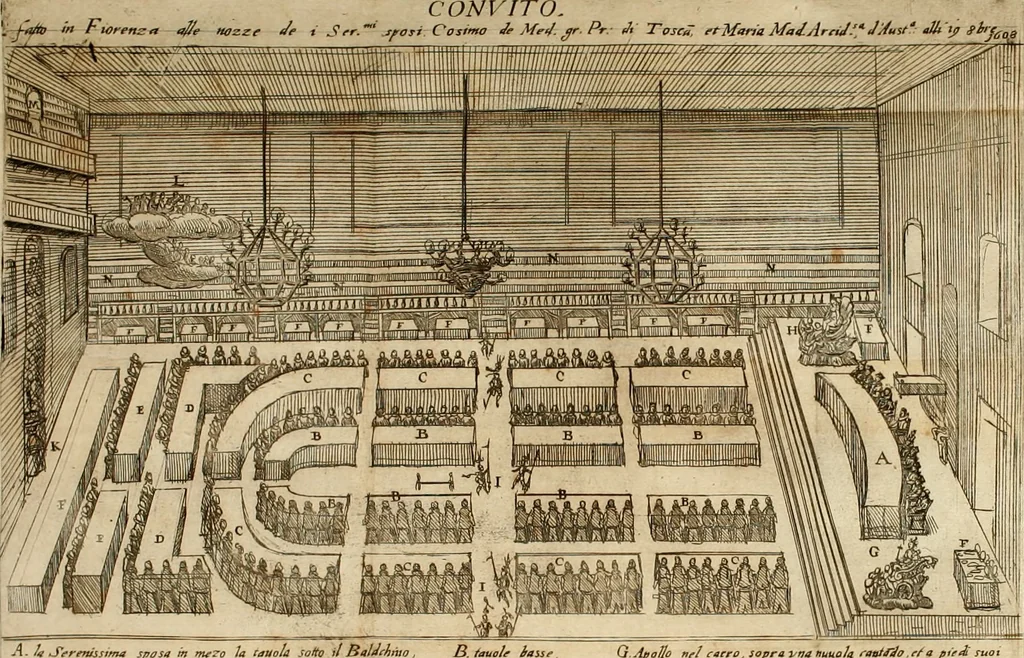 An illustration from Descrizione delle feste fatte nelle reali nozze de' Serenissimi principi di Toscana d. Cosimo de' Medici, e Maria Maddalena arcidvchessa d'Avstria, 1608, leaf 37