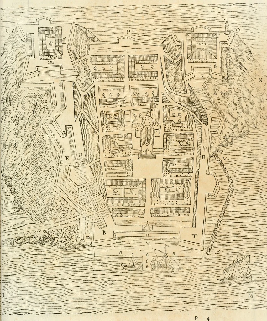 An illustration from Delle fortificationi di Bvonaivto Lorini, nobile fiorentino, libri cinque : ne' qvali si mostra con le piv facili regole la scienza con la pratica, di fortificare le citta & altri luoghi sopra diuersi siti, con tvtti gli avvertimenti, che per intelligenza di tal materia possono occorrere .., 1597, leaf 178