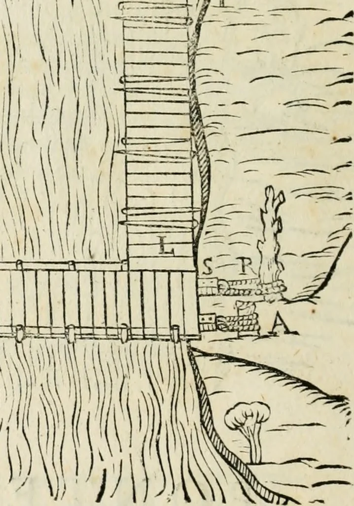 An illustration from Delle fortificationi di Bvonaivto Lorini, nobile fiorentino, libri cinque : ne' qvali si mostra con le piv facili regole la scienza con la pratica, di fortificare le citta & altri luoghi sopra diuersi siti, con tvtti gli avvertimenti, che per intelligenza di tal materia possono occorrere .., 1597, leaf 233