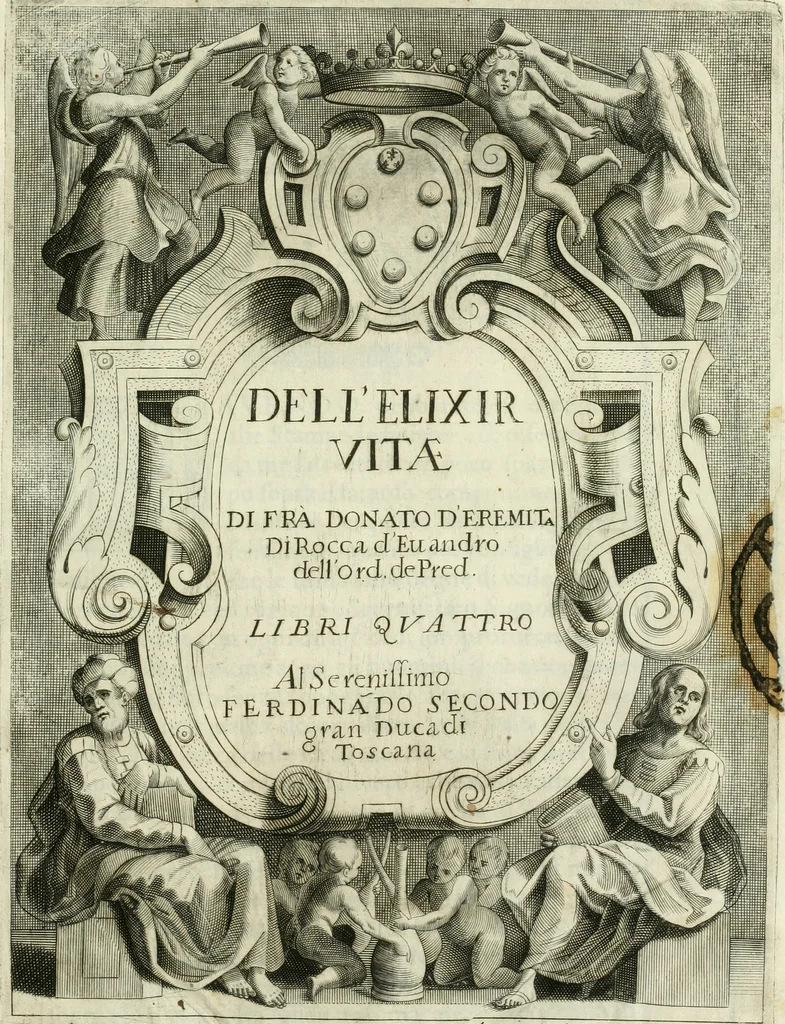 An illustration from Dell'elixir vitæ, 1624, leaf 12