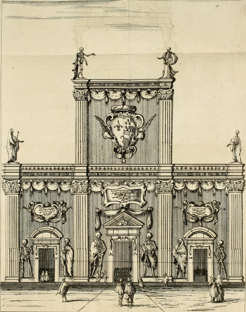 An illustration from Delle lodi della cristianissima Maria, regina di Francia e di Navarra. Orazione funerale, 1643, leaf 3