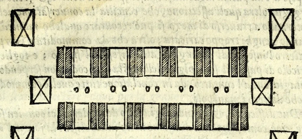 An illustration from Delle machine, ordinanze, et qvartieri antichi, et moderni : come quelli da questi possino essere imitati senza punto alterate la soldatesca dei nostri tempi : discorsi, 1601, leaf 137