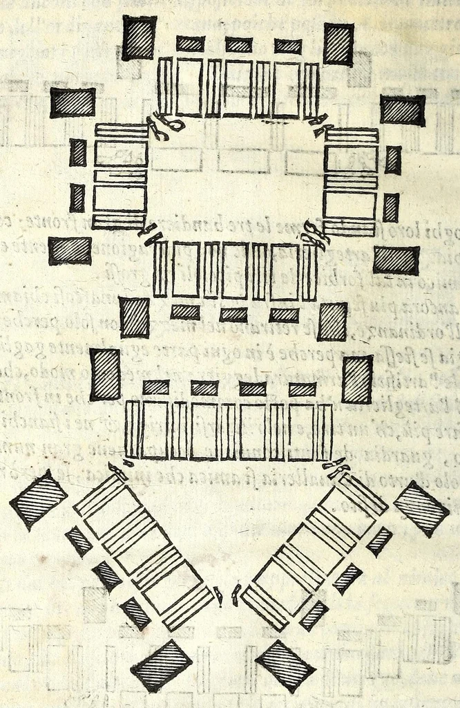 An illustration from Delle machine, ordinanze, et qvartieri antichi, et moderni : come quelli da questi possino essere imitati senza punto alterate la soldatesca dei nostri tempi : discorsi, 1601, leaf 146