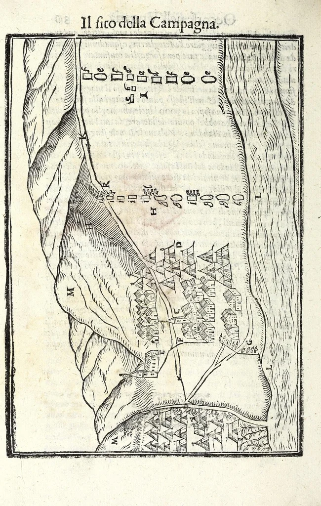 An illustration from Delle machine, ordinanze, et qvartieri antichi, et moderni : come quelli da questi possino essere imitati senza punto alterate la soldatesca dei nostri tempi : discorsi, 1601, leaf 252