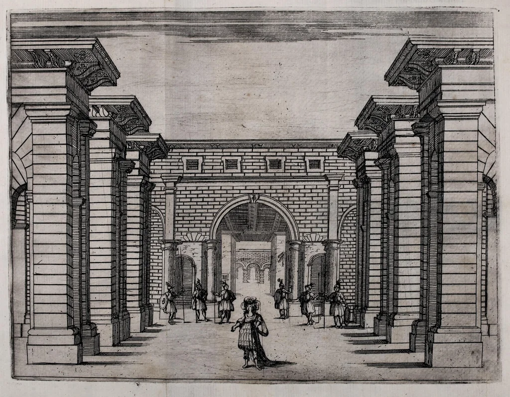 An illustration from Delle poesie dramatiche di Giovann' Andrea Moniglia, accademico della Crusca, parte prima[-terza], 1689, leaf 100