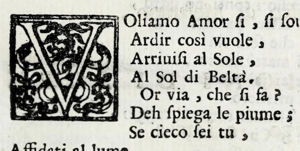 An illustration from Delle poesie dramatiche di Giovann' Andrea Moniglia, accademico della Crusca, parte prima[-terza], 1689, leaf 475