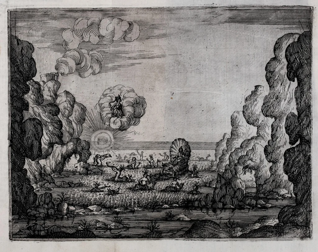 An illustration from Delle poesie dramatiche di Giovann' Andrea Moniglia, accademico della Crusca, parte prima[-terza], 1689, leaf 49