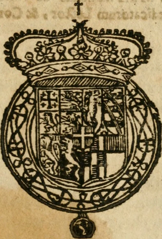 An illustration from La corte delle virtu reali al seguito di Carlo Emanuele secondo dal trono alla tomba : pompa funebre alla R.S.A. eretta nel duomo dalla città di Saluzzo : e dedicata all' ... conte Carlo Gerolamo Solaro di Moretta ..., 1675, leaf 26